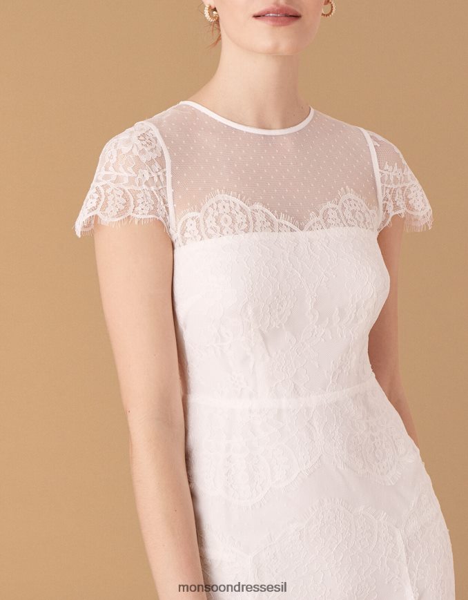 הַלבָּשָׁה Monsoon שמלת כלה תחרה של רבקה שנטילי שֶׁנהָב נשים HTJ0TZ989