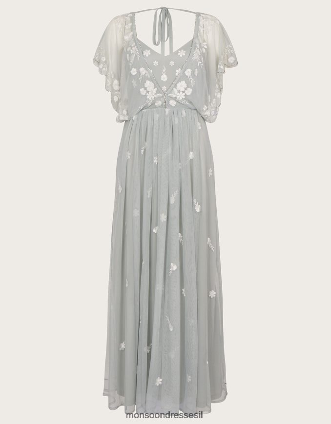 הַלבָּשָׁה Monsoon שמלת מקסי רקומה באורך קצר יותר ירוק (מרווה) נשים HTJ0TZ991