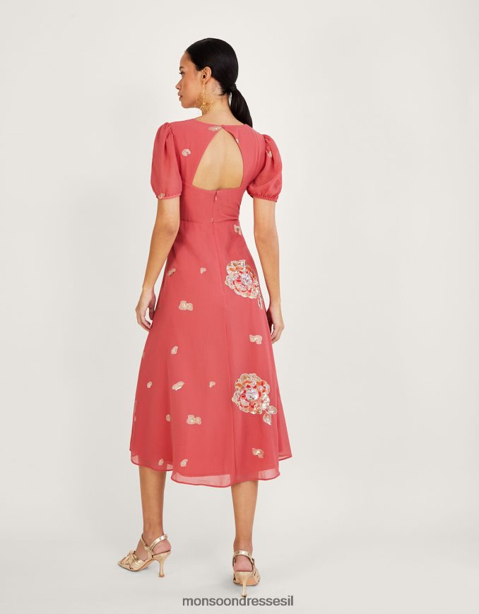 הַלבָּשָׁה Monsoon שמלת מעטפת קירה מעוטרת בפוליאסטר ממוחזר וָרוֹד נשים HTJ0TZ992