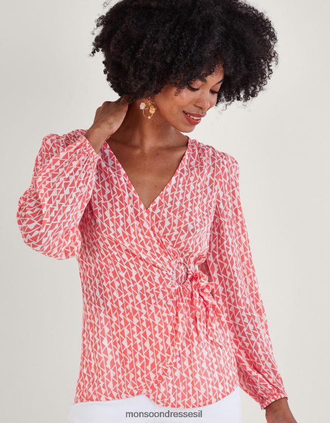 הַלבָּשָׁה Monsoon טופ עטיפה של דורית בוויסקוזה בר קיימא תפוז נשים HTJ0TZ995