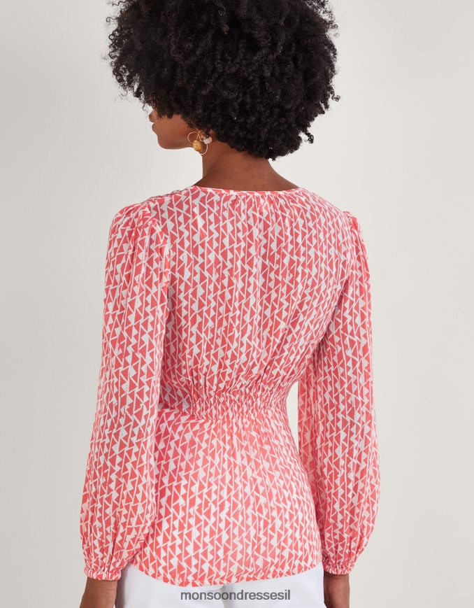 הַלבָּשָׁה Monsoon טופ עטיפה של דורית בוויסקוזה בר קיימא תפוז נשים HTJ0TZ995