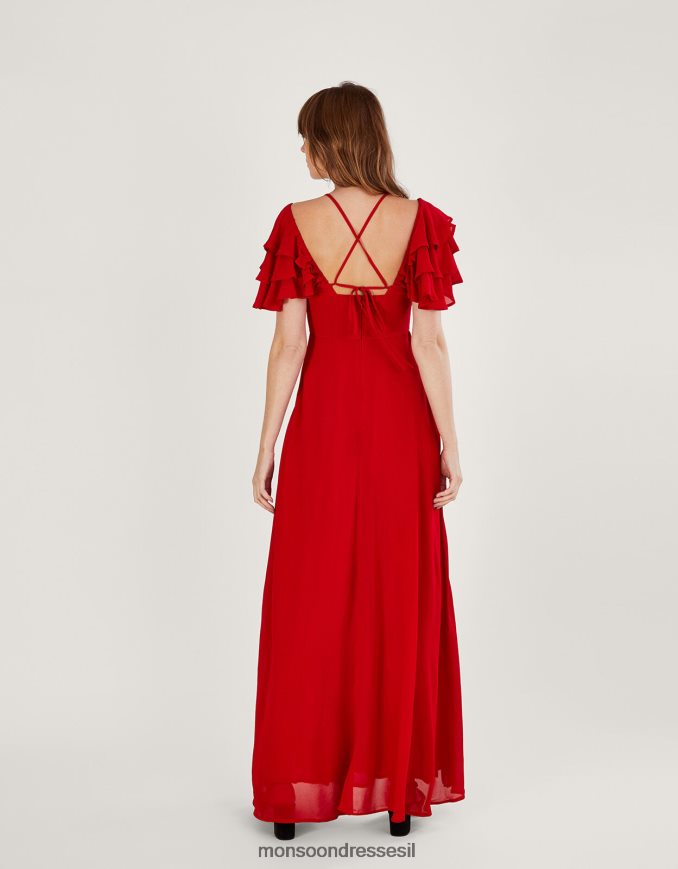 הַלבָּשָׁה Monsoon שמלת מקסי גרייסי בוויסקוזה בר קיימא אָדוֹם נשים HTJ0TZ999