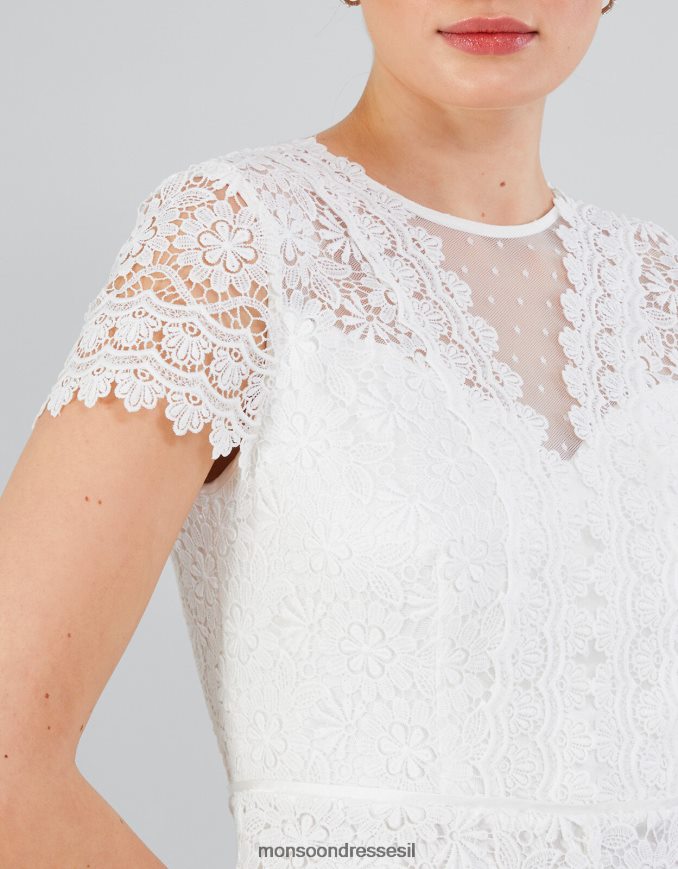 הַלבָּשָׁה Monsoon שמלת מקסי כלה תחרה של סיינה שֶׁנהָב נשים HTJ0TZ9