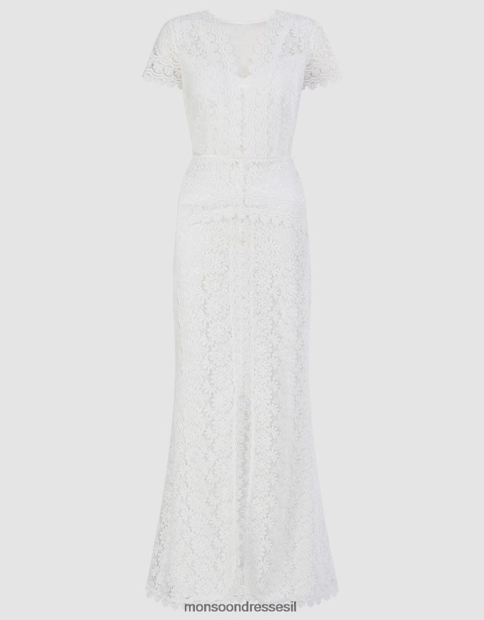 הַלבָּשָׁה Monsoon שמלת מקסי כלה תחרה של סיינה שֶׁנהָב נשים HTJ0TZ9