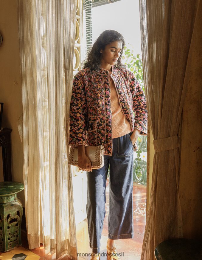 הַלבָּשָׁה Monsoon Harper crop ג'ינס משיכה רחב רגל באורך רגיל כחול (אינדיגו) נשים HTJ0TZ502