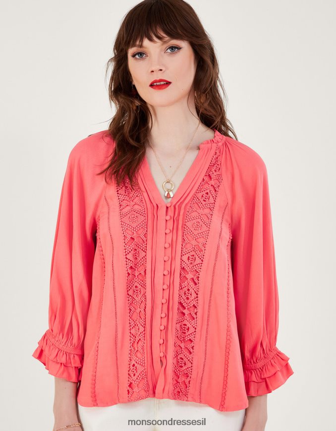 הַלבָּשָׁה Monsoon טופ תחרה Hattie בוויסקוזה בר קיימא כתום (אלמוגים) נשים HTJ0TZ246