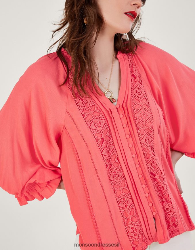 הַלבָּשָׁה Monsoon טופ תחרה Hattie בוויסקוזה בר קיימא כתום (אלמוגים) נשים HTJ0TZ246