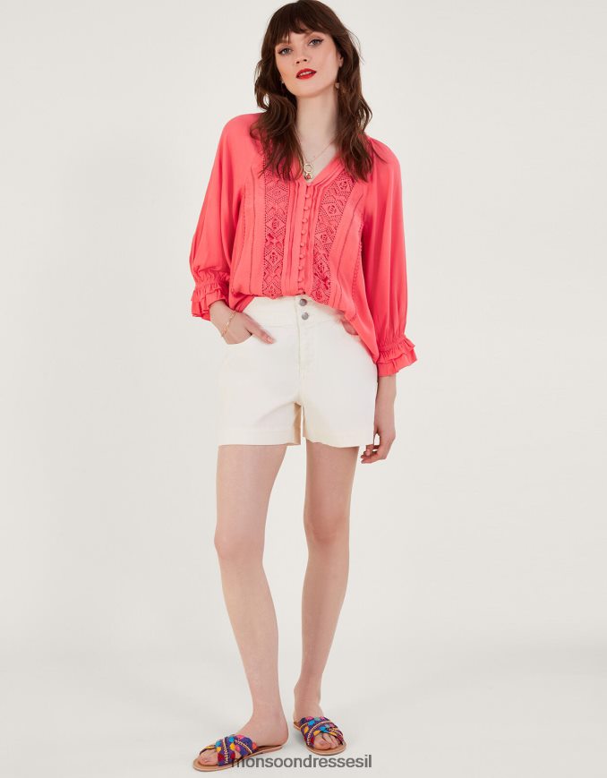 הַלבָּשָׁה Monsoon טופ תחרה Hattie בוויסקוזה בר קיימא כתום (אלמוגים) נשים HTJ0TZ246