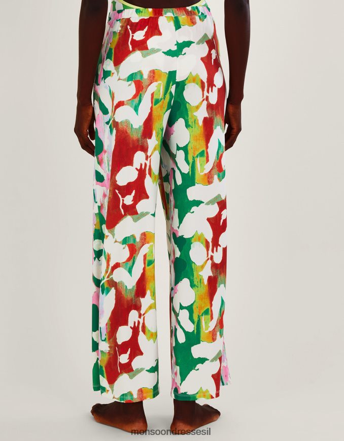 הַלבָּשָׁה Monsoon מכנסי ג'רסי פרחוניים של Holden עם פוליאסטר ממוחזר ירוק נשים HTJ0TZ895