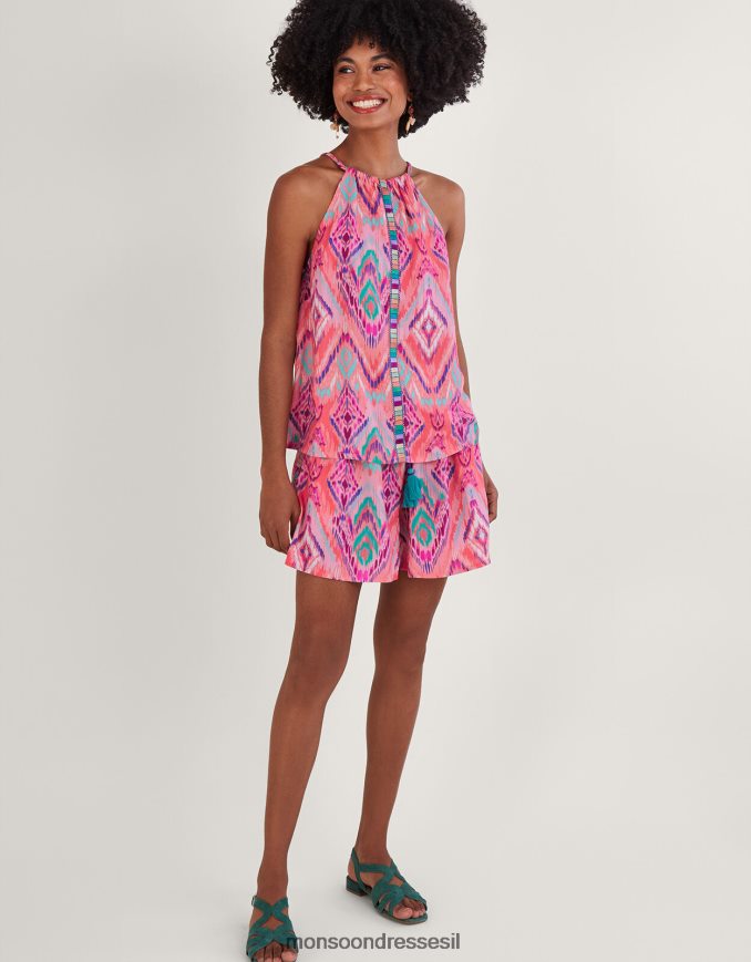 הַלבָּשָׁה Monsoon Ikat הדפס קלטת עליון קאמי ב-lenzing ecovero כתום (אלמוגים) נשים HTJ0TZ732