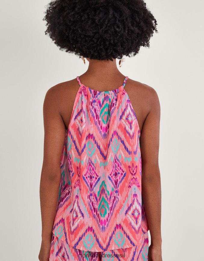 הַלבָּשָׁה Monsoon Ikat הדפס קלטת עליון קאמי ב-lenzing ecovero כתום (אלמוגים) נשים HTJ0TZ732