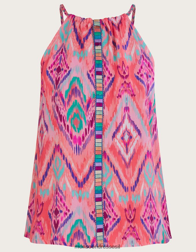 הַלבָּשָׁה Monsoon Ikat הדפס קלטת עליון קאמי ב-lenzing ecovero כתום (אלמוגים) נשים HTJ0TZ732