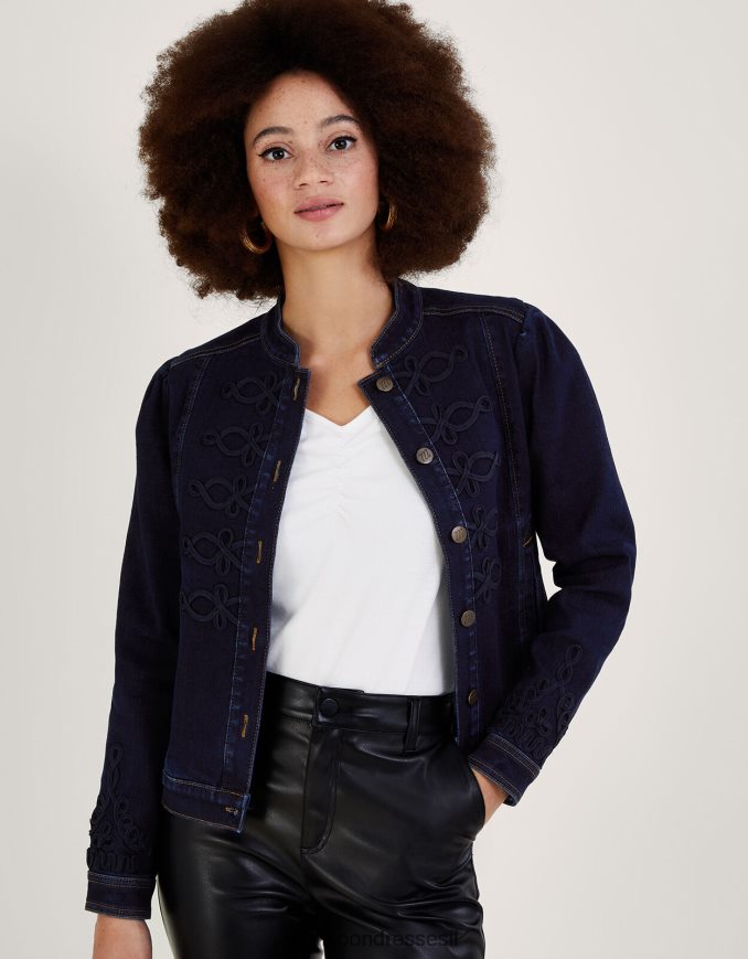 הַלבָּשָׁה Monsoon ז'קט ג'ינס ימי של Lauria עם כותנה בת קיימא כחול (אינדיגו) נשים HTJ0TZ1038