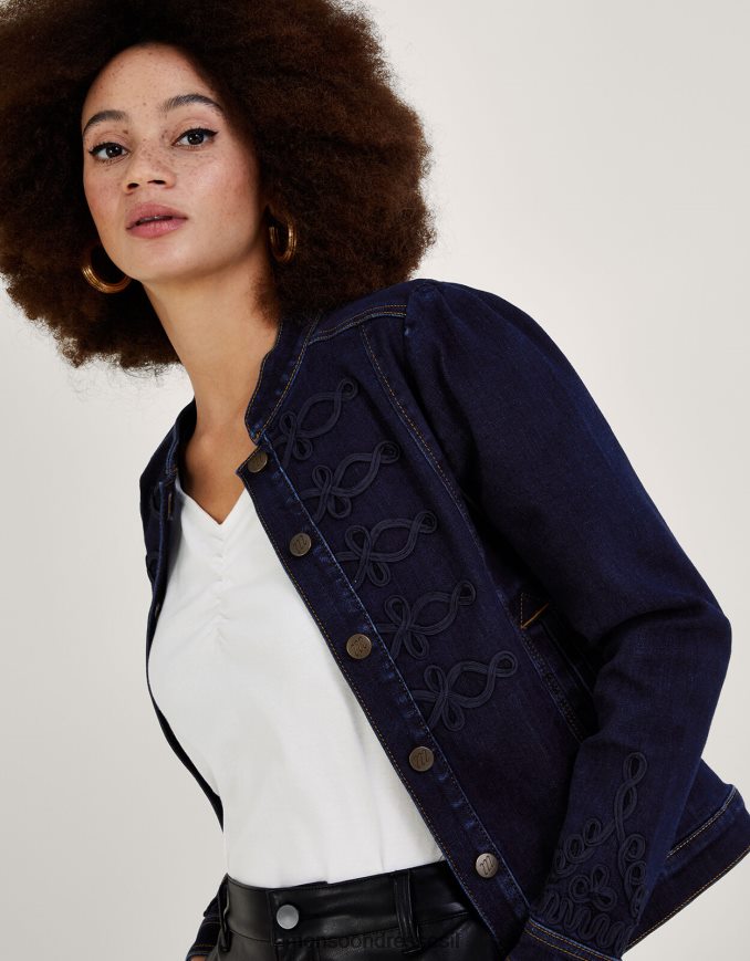 הַלבָּשָׁה Monsoon ז'קט ג'ינס ימי של Lauria עם כותנה בת קיימא כחול (אינדיגו) נשים HTJ0TZ1038