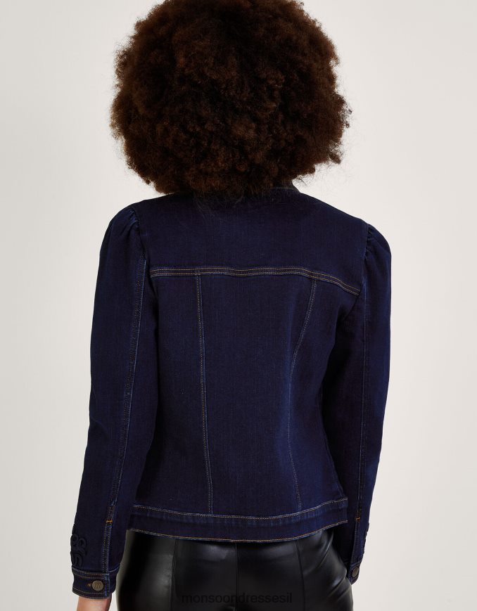 הַלבָּשָׁה Monsoon ז'קט ג'ינס ימי של Lauria עם כותנה בת קיימא כחול (אינדיגו) נשים HTJ0TZ1038