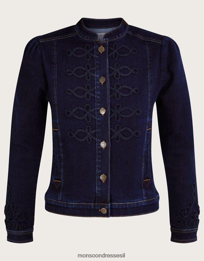 הַלבָּשָׁה Monsoon ז'קט ג'ינס ימי של Lauria עם כותנה בת קיימא כחול (אינדיגו) נשים HTJ0TZ1038