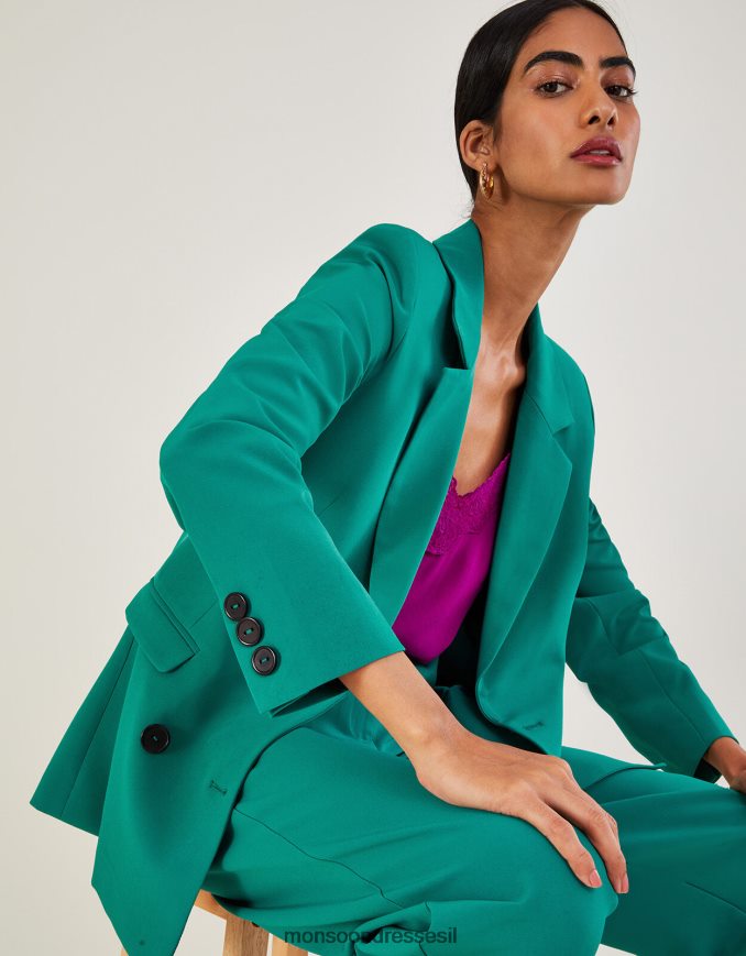 הַלבָּשָׁה Monsoon ז'קט כפול חזה Madlyn ירוק נשים HTJ0TZ1009