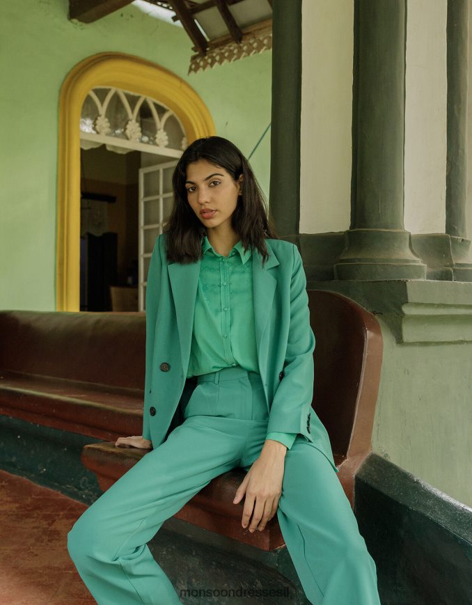 הַלבָּשָׁה Monsoon ז'קט כפול חזה Madlyn ירוק נשים HTJ0TZ1009