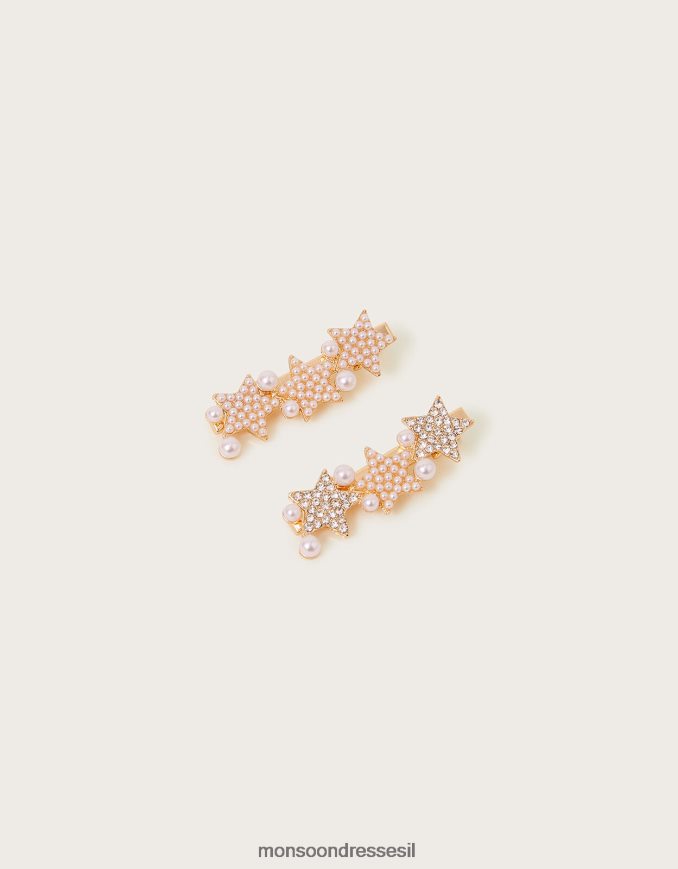 אבזר Monsoon אטבי שיער Pearl Star סט של שניים אופנה ילדה HTJ0TZ2514