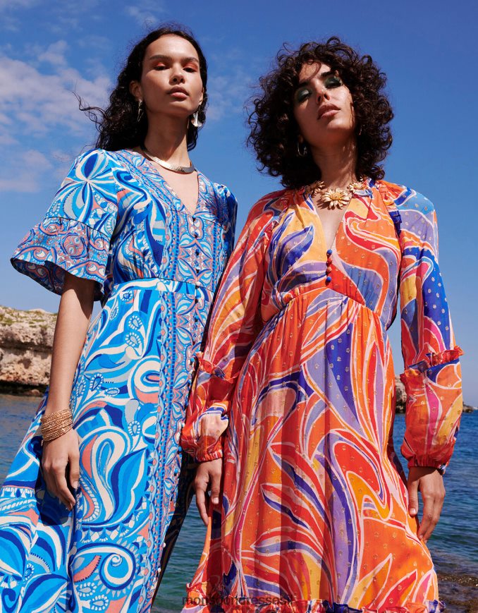 הַלבָּשָׁה Monsoon שמלה עם הדפס ניגודיות של Raegan עם ecovero כְּחוֹל נשים HTJ0TZ415