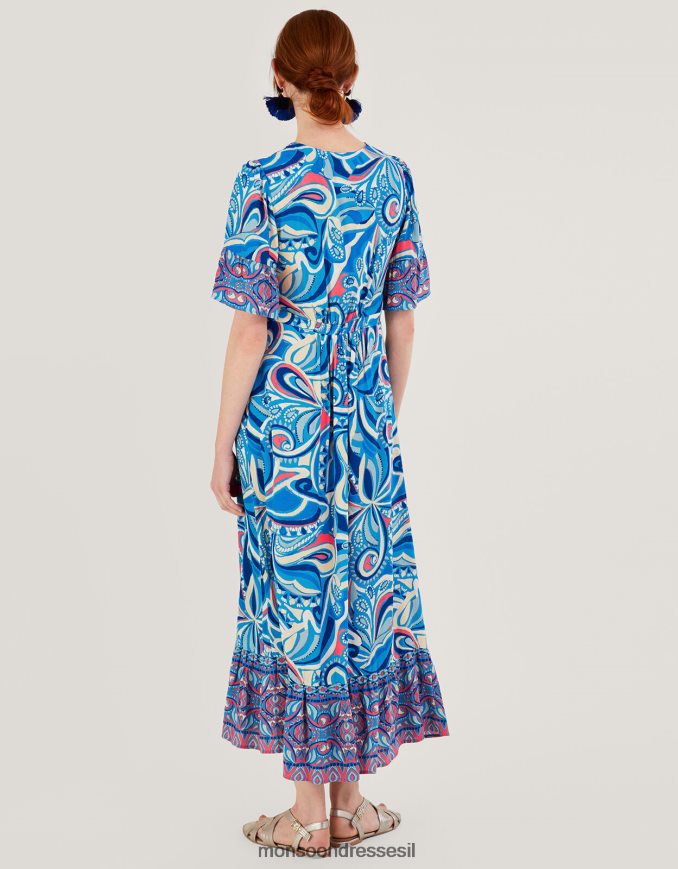 הַלבָּשָׁה Monsoon שמלה עם הדפס ניגודיות של Raegan עם ecovero כְּחוֹל נשים HTJ0TZ415