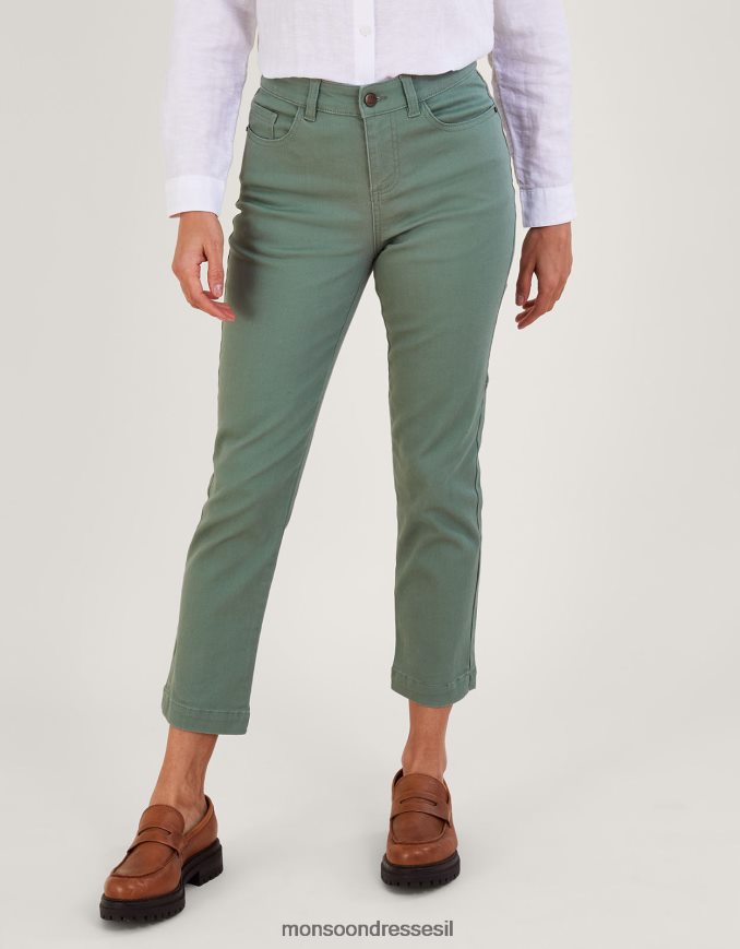 הַלבָּשָׁה Monsoon סקיני ג'ינס קצוץ Safaia מכותנה בת קיימא ירוק (חאקי) נשים HTJ0TZ802
