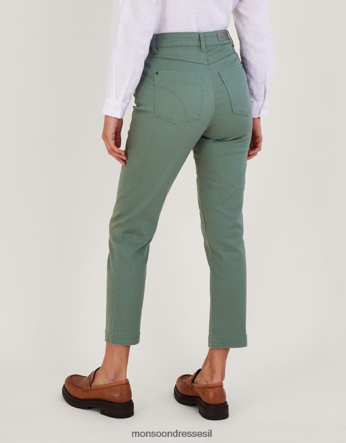 הַלבָּשָׁה Monsoon סקיני ג'ינס קצוץ Safaia מכותנה בת קיימא ירוק (חאקי) נשים HTJ0TZ802