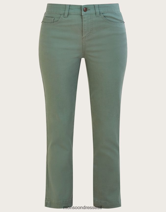 הַלבָּשָׁה Monsoon סקיני ג'ינס קצוץ Safaia מכותנה בת קיימא ירוק (חאקי) נשים HTJ0TZ802