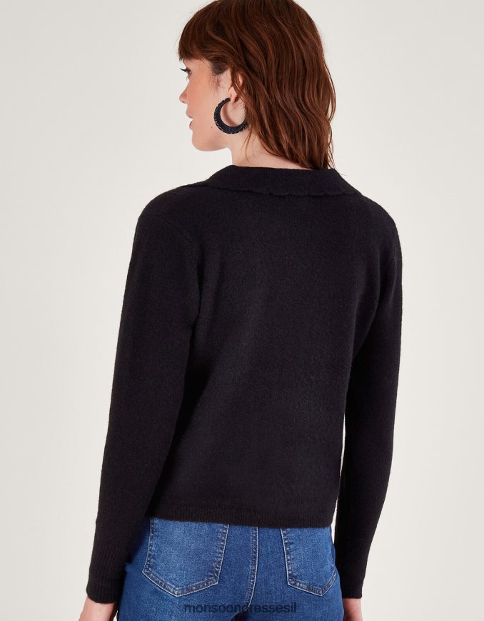 הַלבָּשָׁה Monsoon קרדיגן צווארון V שָׁחוֹר נשים HTJ0TZ108