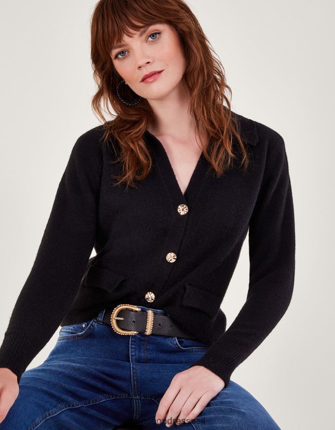 הַלבָּשָׁה Monsoon קרדיגן צווארון V שָׁחוֹר נשים HTJ0TZ108