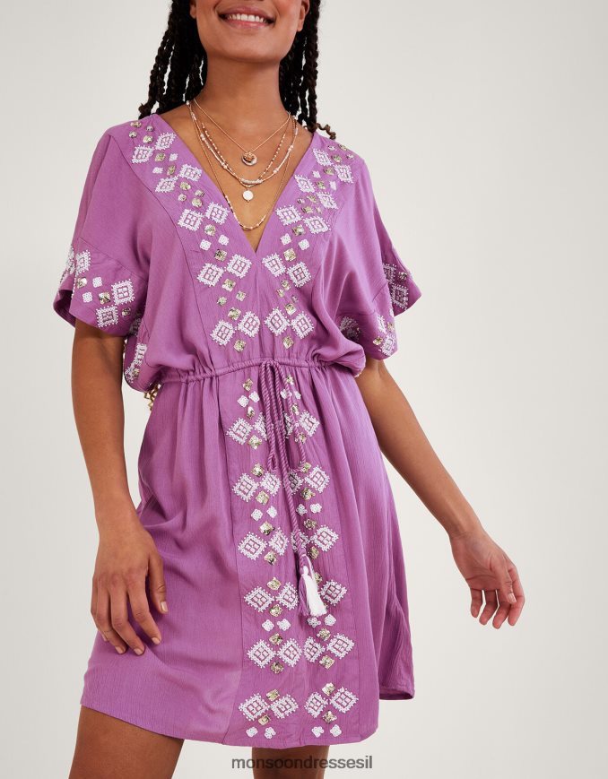 הַלבָּשָׁה Monsoon קפטן עם צווארון V מעוטר סגול (לילך) נשים HTJ0TZ158