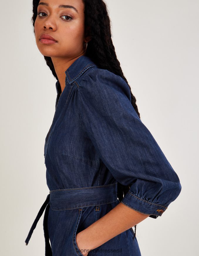 הַלבָּשָׁה Monsoon שמלת מידי עם צווארון V ג'ינס כחול (כחול ג'ינס) נשים HTJ0TZ863