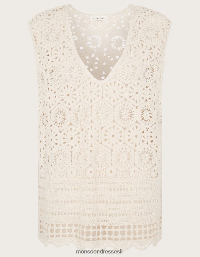 הַלבָּשָׁה Monsoon גופייה רפויה עם צווארון V טִבעִי נשים HTJ0TZ926