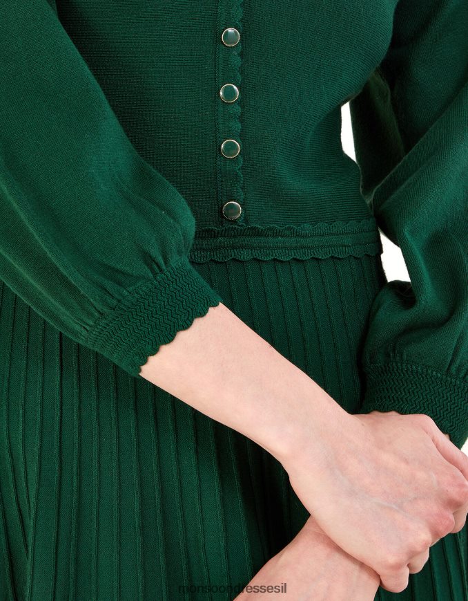 הַלבָּשָׁה Monsoon שמלת מידי עם צווארון V עם ecovero lenzing ירוק (ירוק כהה) נשים HTJ0TZ118