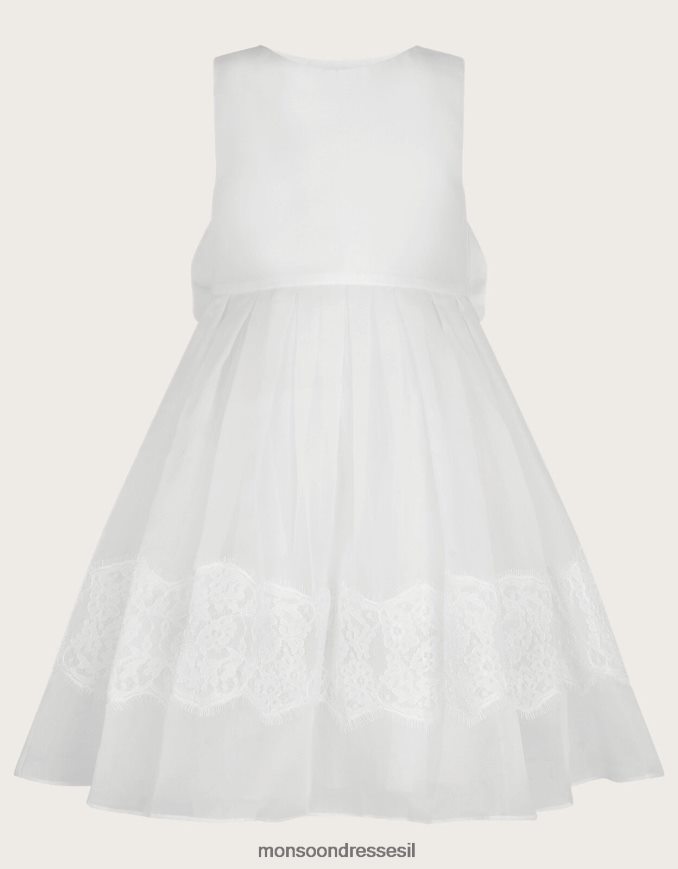 הַלבָּשָׁה Monsoon שמלת תחרה של alovette לבן ילדה HTJ0TZ1987