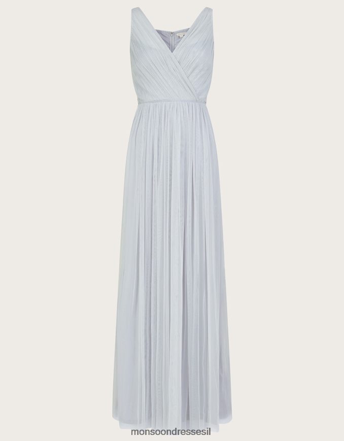 הַלבָּשָׁה Monsoon שמלת מקסי anne mesh בפוליאסטר ממוחזר כסף נשים HTJ0TZ283