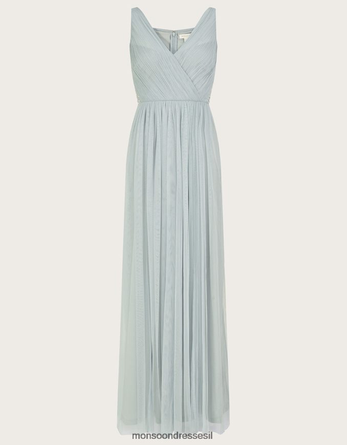 הַלבָּשָׁה Monsoon שמלת מקסי anne mesh בפוליאסטר ממוחזר ירוק נשים HTJ0TZ408