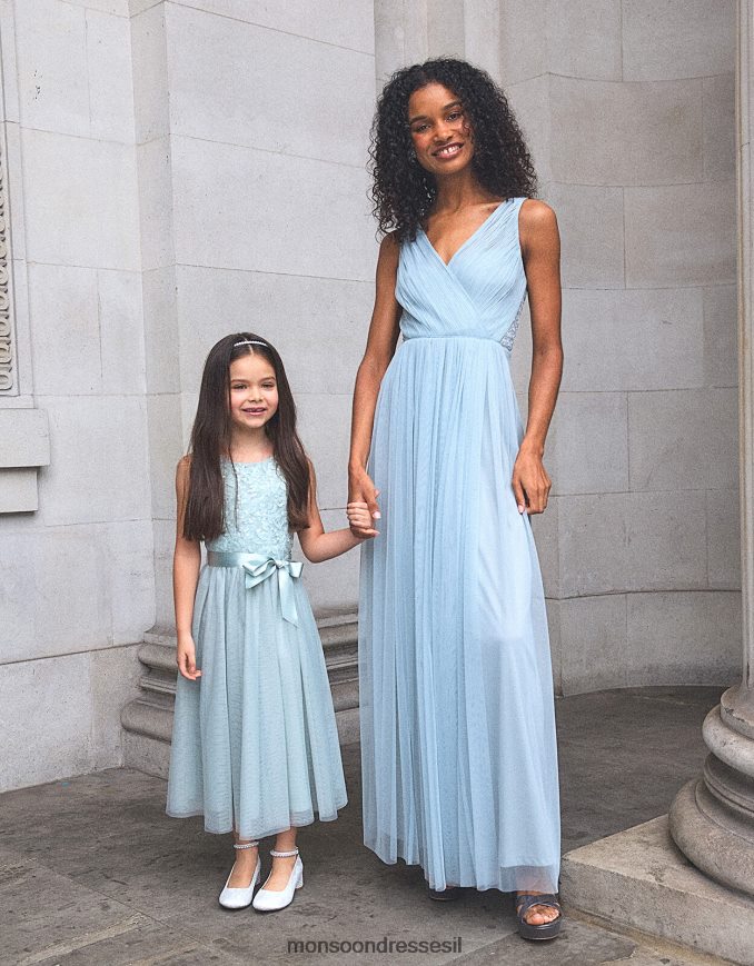 הַלבָּשָׁה Monsoon שמלת מקסי anne mesh בפוליאסטר ממוחזר ירוק נשים HTJ0TZ408