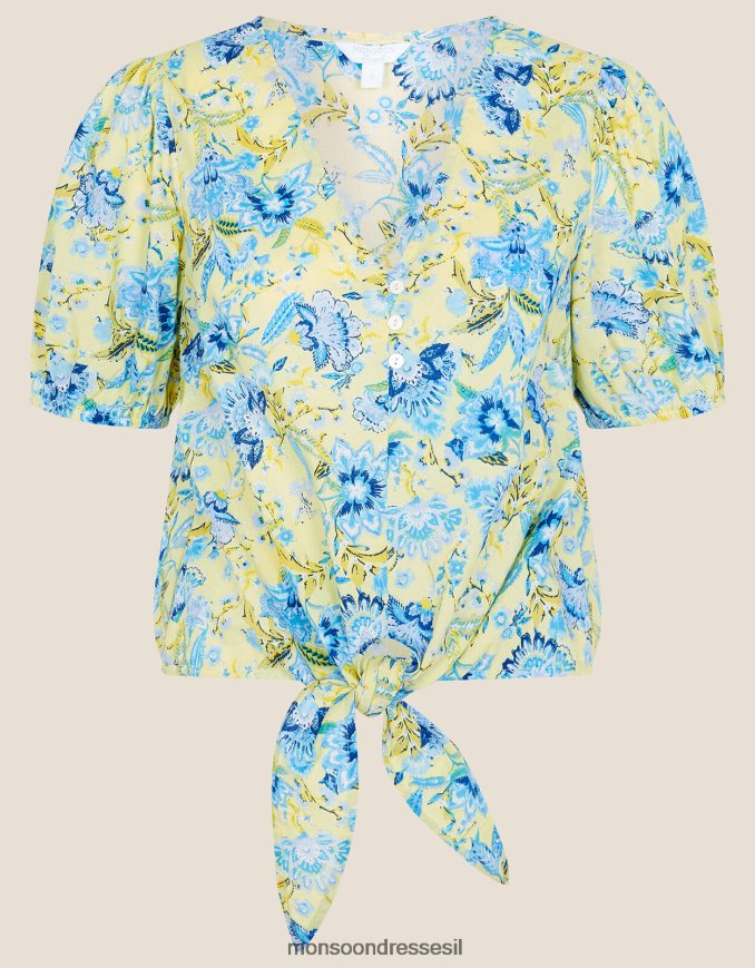 הַלבָּשָׁה Monsoon טופ הדפס פרחים בסטודיו artisan כְּחוֹל נשים HTJ0TZ794