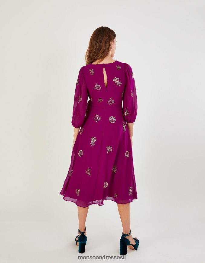 הַלבָּשָׁה Monsoon שמלת מעטפת מעוטרת ava בפוליאסטר ממוחזר וָרוֹד נשים HTJ0TZ1064