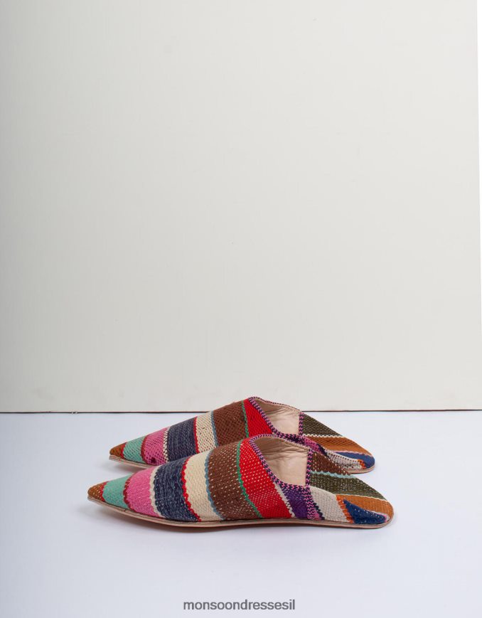 הַנעָלָה Monsoon עיצוב בוהמיה מרוקאי בוז'ד babouche נעלי בית אדום אָדוֹם נשים HTJ0TZ1542