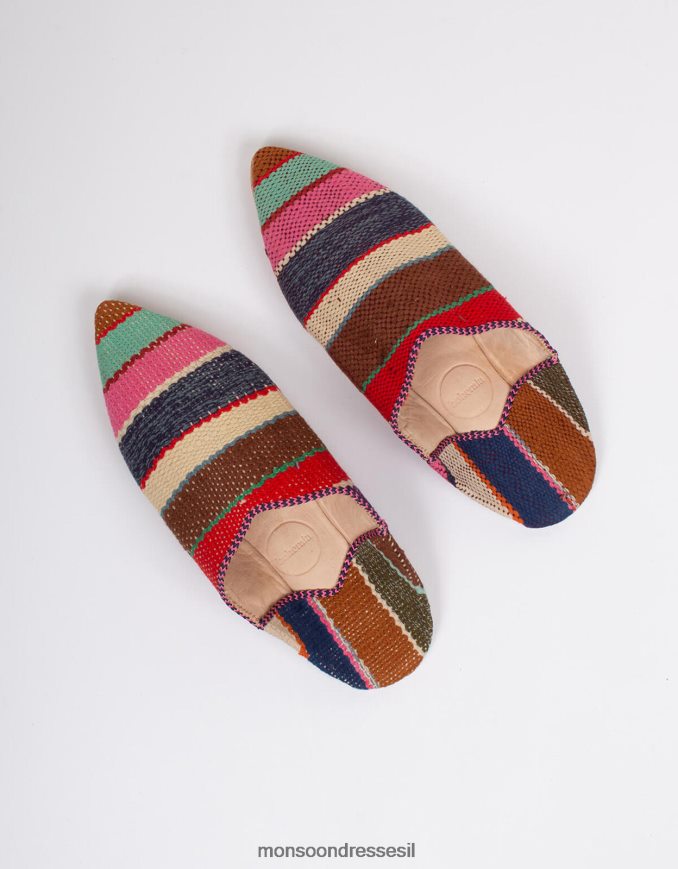 הַנעָלָה Monsoon עיצוב בוהמיה מרוקאי בוז'ד babouche נעלי בית אדום אָדוֹם נשים HTJ0TZ1542