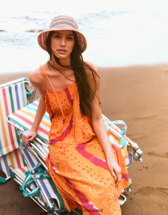 הַלבָּשָׁה Monsoon שמלת מידי של bandhani dye cami תפוז נשים HTJ0TZ229