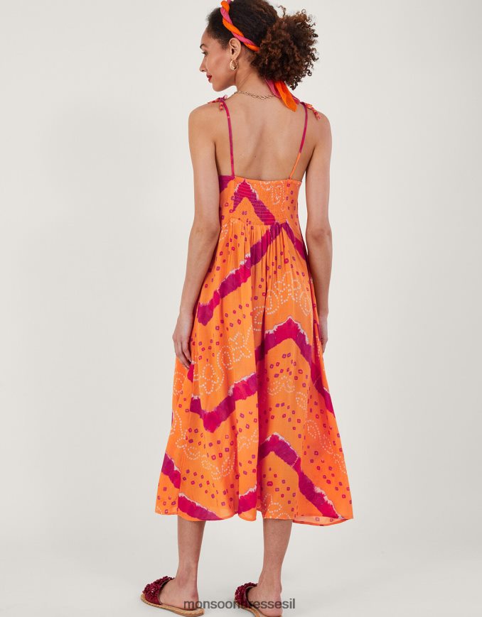 הַלבָּשָׁה Monsoon שמלת מידי של bandhani dye cami תפוז נשים HTJ0TZ229