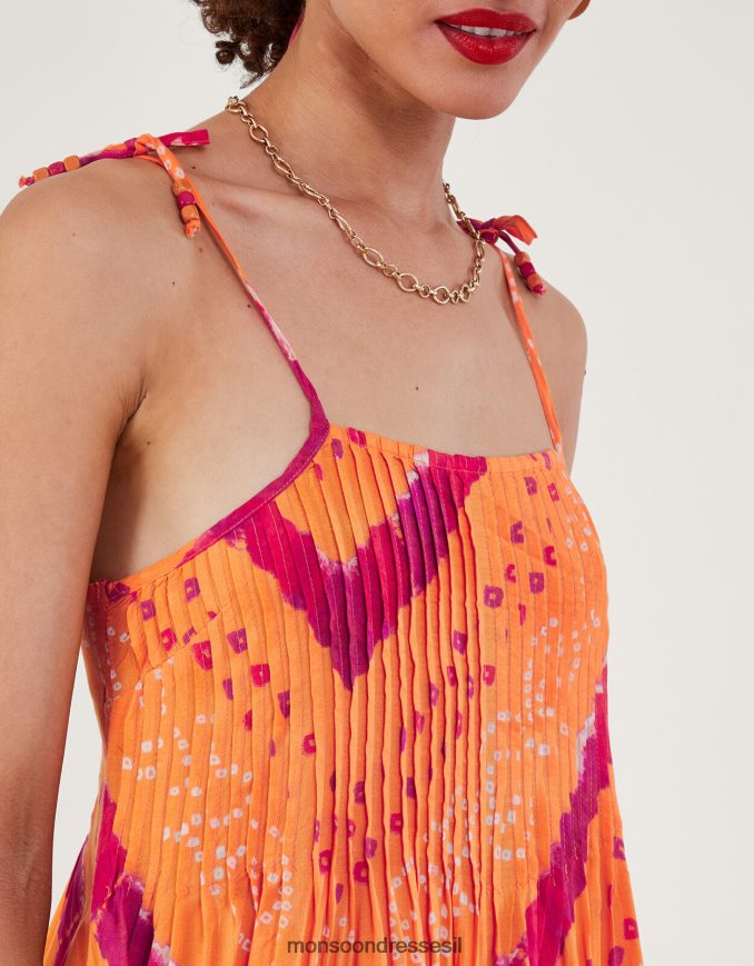 הַלבָּשָׁה Monsoon שמלת מידי של bandhani dye cami תפוז נשים HTJ0TZ229