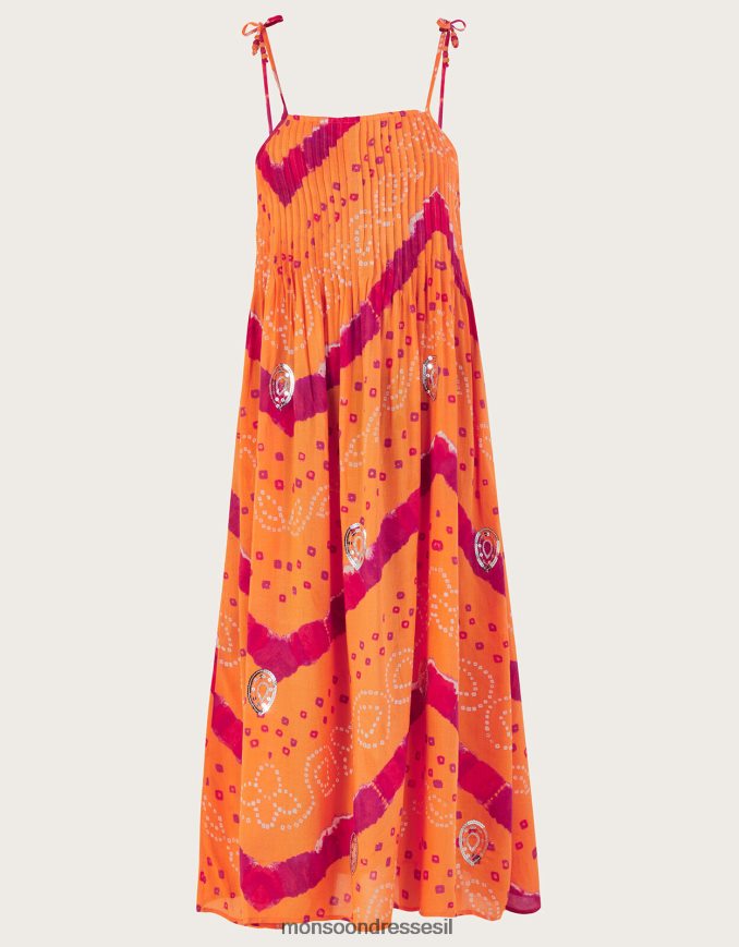 הַלבָּשָׁה Monsoon שמלת מידי של bandhani dye cami תפוז נשים HTJ0TZ229