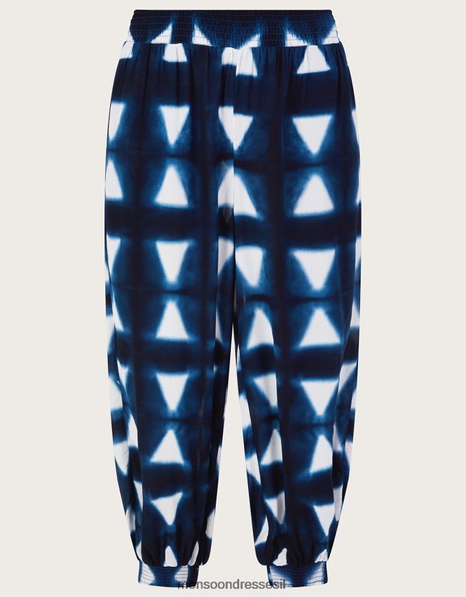 הַלבָּשָׁה Monsoon מכנסיים משולשים בצבע batik ב-lenzing ecovero כחול (צי) נשים HTJ0TZ242