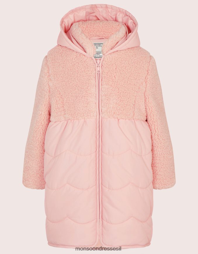 הַלבָּשָׁה Monsoon מעיל סקלופ של borg ורוד (ורוד חיוור) ילדה HTJ0TZ1570