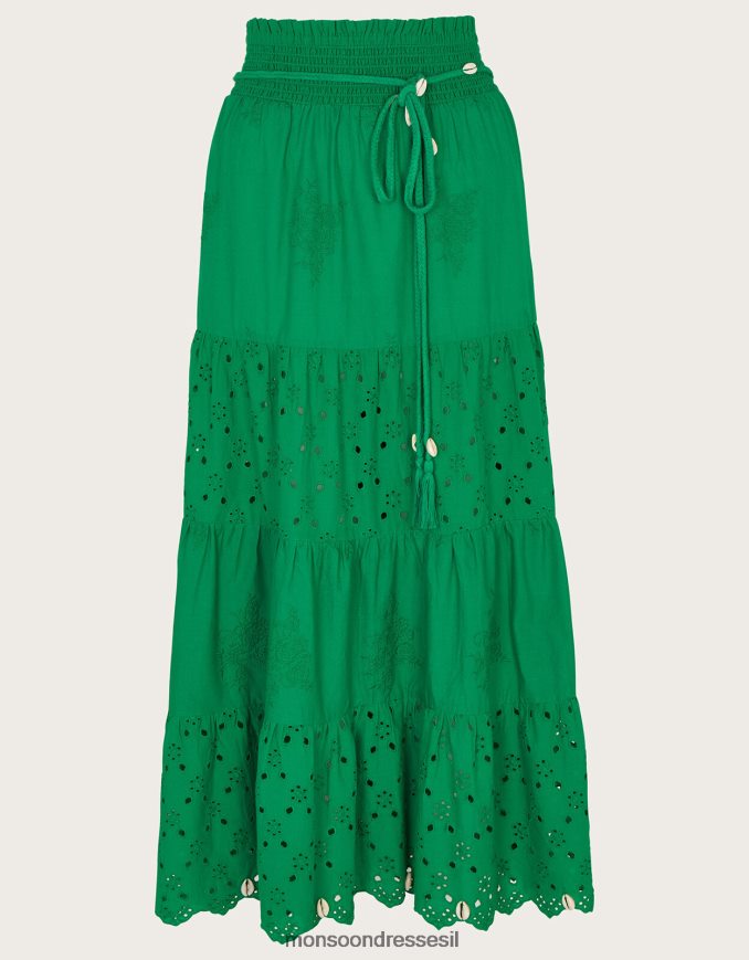 הַלבָּשָׁה Monsoon חצאית קומות של broderie ירוק נשים HTJ0TZ757