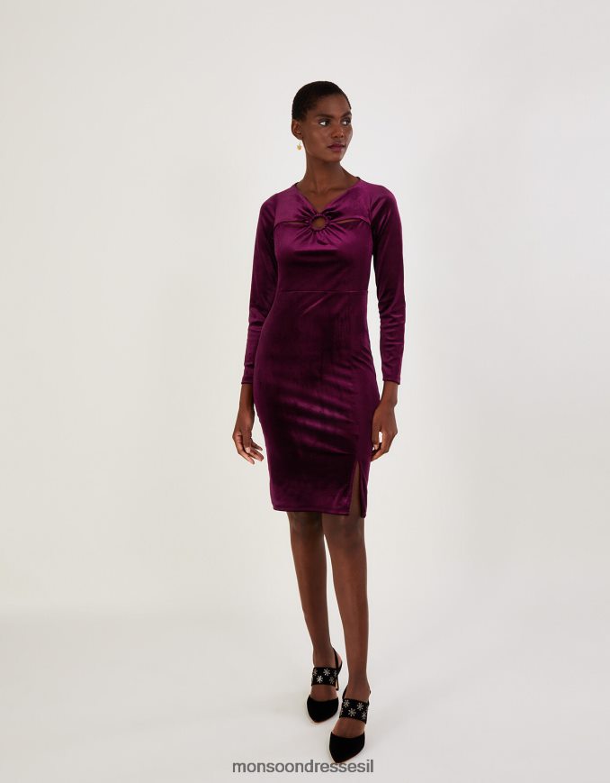 הַלבָּשָׁה Monsoon שמלת קטיפה של cece עם פוליאסטר ממוחזר אָדוֹם נשים HTJ0TZ899